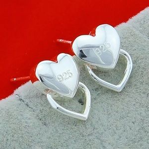 Sterling Silver 925 Double Heart Studs